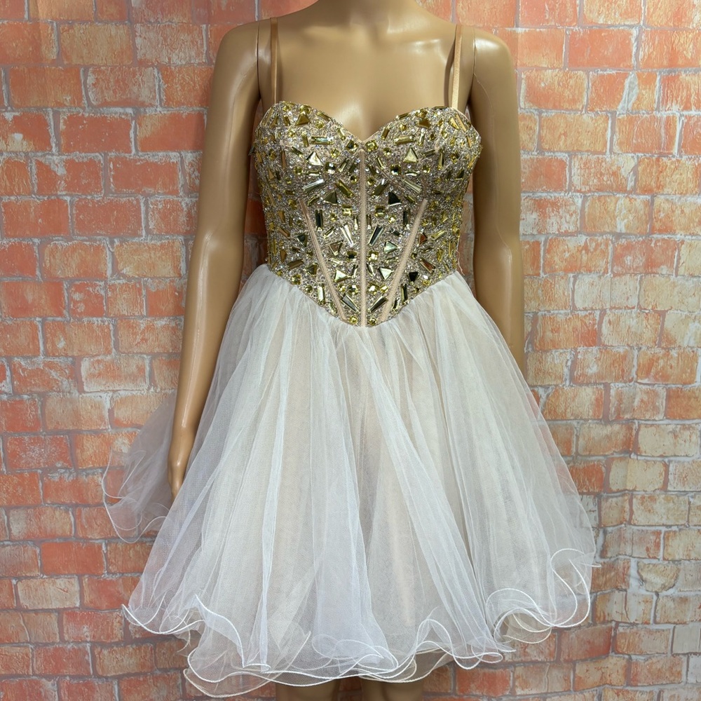 Dave & Johnny Jewel Dress with Tulle Layered Skirt‎